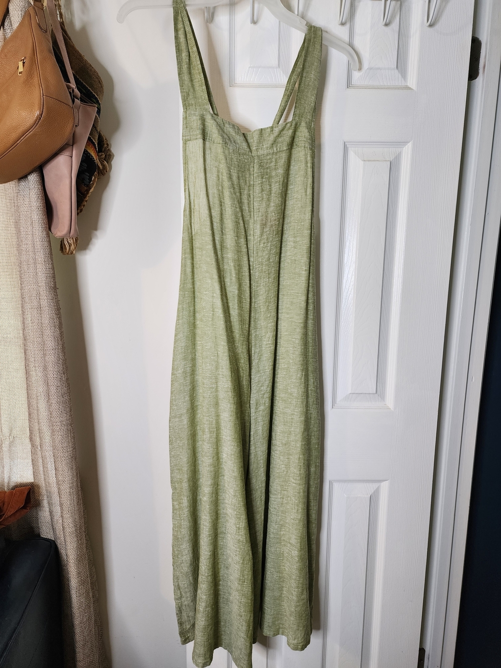Haute Hippie Light Olive Green Linen-Blend Wide-Leg Jumpsuit